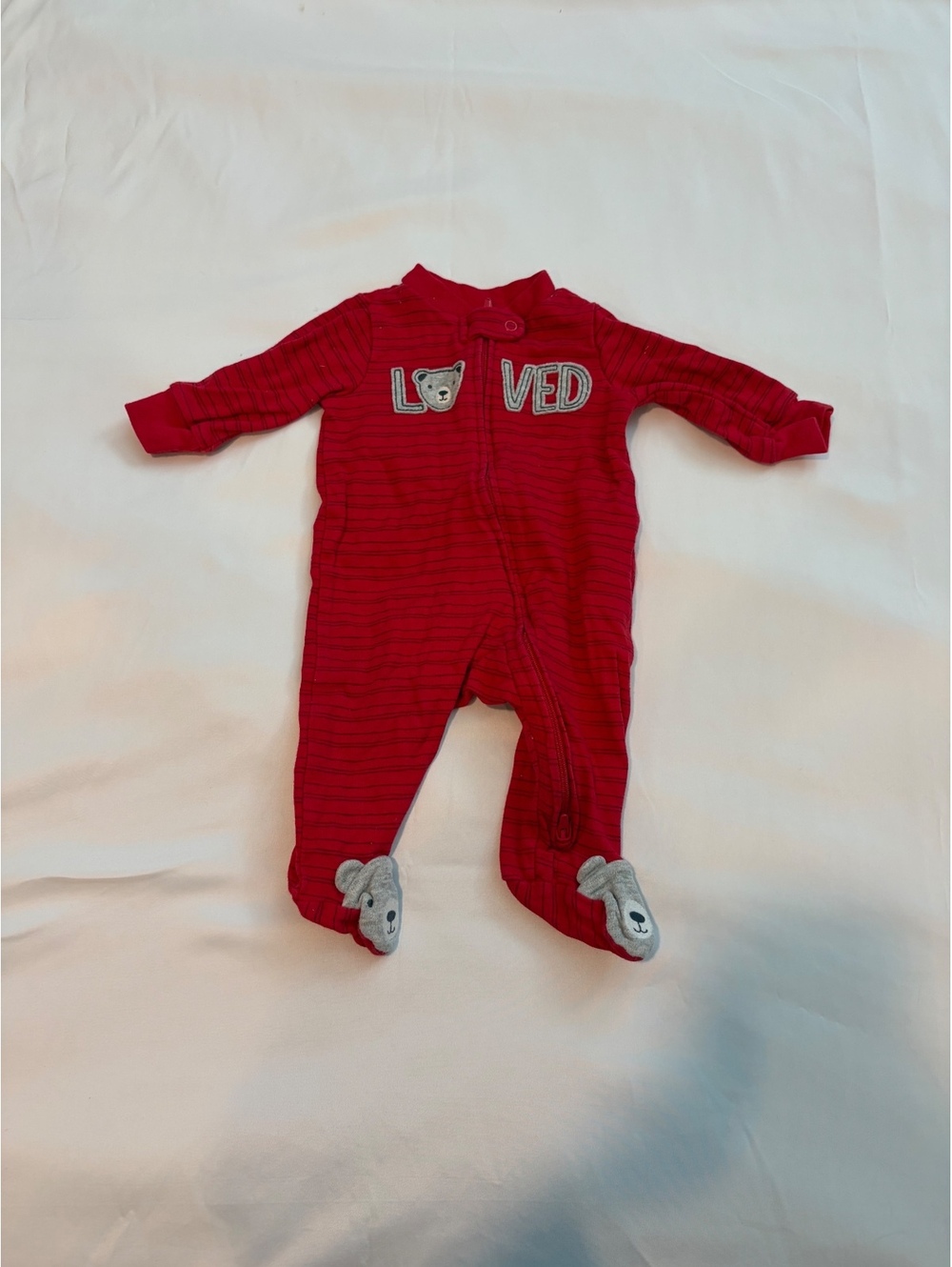 Carter's Red Baby Footed Pajamas with Bear Design 3 Months